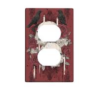 Gothic Floral Light Switch Cover Plates/Outlet Covers, Dark Red Roses and Skulls, Decorative Wall Plates, Halloween Decor, Thermoplastic Standard Size Single Duplex Outlet