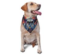 Gothic Floral Skeleton Printed Graphic Pet Triangle Scarf For Dogs & Cats, Adjustable Cute Pet Bandana For & Photo Shoots