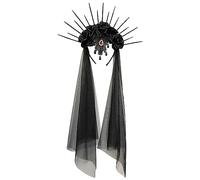 Gothic Flower Hairband With Veil For Women Halloween Party Crown Headband Day Of The Death Headpiece Holiday Accessories Flower Crown Headband Ladies Floral Headwear Festival Maid Headband Gothic
