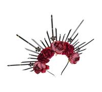 Gothic Flower Headband Halloween for Women, Cosplay Party Wear | Fabric Metal Rhinestone Details, Easy to Wear, Light Weight, Decorative Style, Carnival and Party Use