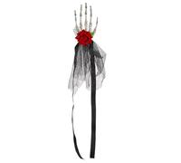 Gothic Flower Headpiece Skull Claw Hairpins | Punk Headpiece with Pink Flower | Skull Hair Clips for Halloween | Party Supplies and Decoration