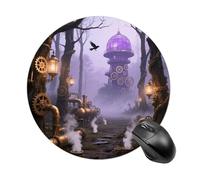 Gothic Fog Forest Mouse Pad Round Laptop Mouse Mat Cute Computer Mousepad Keyboard Pad Non-Slip Desk Pads for Gaming Office Work Home