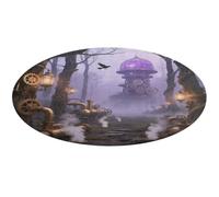 Gothic Fog Forest Round Area Rug Non Slip Backing Doormat Water Absorbent Plush Throw Low-Pile Non-Slip Floor Mat Carpet for Living Room Bedroom Entryway Nursery Room 90 * 90cm