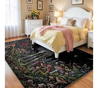 Gothic Forest Rug for Living Room, Skeleton Couple Forest Pattern Hard-Wearing & Easy Clean Carpet, Black Washable Non Slip & Low Pile Area Rug for Bedroom Conservatory Dining Room, 140x200 cm