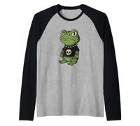 Gothic Frog with Skull-Shirt Pastel Goth Kawaii Skeleton Raglan Baseball Tee