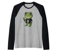 Gothic Frog with Skull-Shirt Pastel Goth Kawaii Skeleton Raglan Baseball Tee