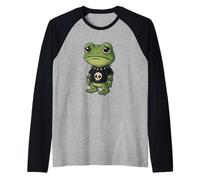 Gothic Frog with Skull-Shirt Pastel Goth Kawaii Skeleton Raglan Baseball Tee