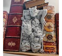 Gothic Gargoyle Bookend - 3D Printed Marble-Style Monster Statue, Creepy Demon Shelf Décor for Halloween, Spooky Bookshelf Decoration Gift for Horror Lovers (Gothic Gargoyle)