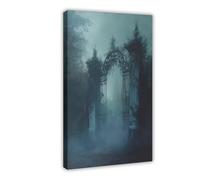 Gothic Gate Cemetery Art Canvas Poster Bedroom Decor Landscape Office Room Decor Gift 08x12inch(20x30cm)