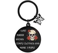 Gothic Gifts Witchy Keyring Women - 1 Pcs Funny Skull Rose Black Keychain with Gift Box Unique Engraved Bag Accessories for Girls Halloween Thanksgiving Mother's Father's Day Witchcraft Supplies