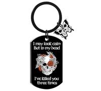 Gothic Gifts Women Witchy Keychain - Includes 1 Pcs Black Keychain Skull Key Rings Engraved Fuuny Quote with Gift Box Bag Accessories for Girls Halloween Mother's Father's Day Witchcraft Supplies