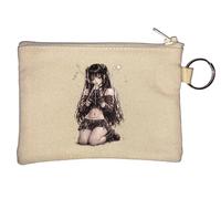 Gothic Girl in Prayer Pose Key Chain Coin Purse Beige