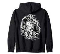 Gothic Girl Vampire Spooky Fantasy Woman Pretty Spiderweb Zip Hoodie
