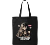 Gothic girl with online emotions Natural Cotton Tote Bag Black