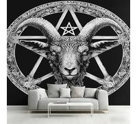 Gothic Goat Head Wallpaper - Pentagram Satanic Baphomet Wall Mural 200x140 cm (W x H), Non-Woven Photo Wallpaper Mural for Bedroom, Living Room, Hallway, Home Decor Y&W56