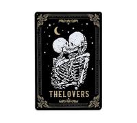 Gothic Goth Tarot Card Skull Tin Sign Vintage Metal Art Decoration Poster for Store Bar Home Cafe Farm Garage Or Club 12" X 8"