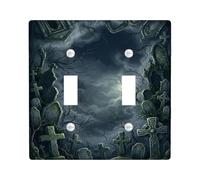 Gothic Graveyard Spooky Theme Halloween Double Light Switch Cover Plate