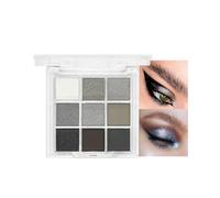 Gothic Grey Eyeshadow Pallets, Matte Black Smoky Glitter 9 Shades Eye Shadow, Metallic Smooth Highly Pigmented Eyes Makeup, Shimmer Powder for Halloween Party