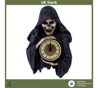 Gothic Grim Reaper Wall Clock Hand-Painted Resin Art Decor 32cm Black