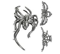 Gothic Hair Clamp - Metal Horror Clamp for Halloween | 3 Decorative Tweezers in the Shape of a Crawl Spider for Hair for Women and Girls, Autumn Parties, Cosplay, Performances