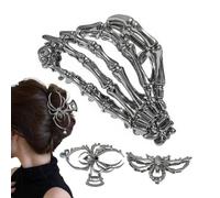 Gothic Hair Clips Alloy Spider Web Skull Hand Clamp
