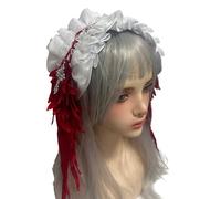 Gothic Hair Ornament With Delicate Lace Embroidery And Edgy Crosses Pendant Gothic Lace Hair Band For Costume Wear Black Ribbon Headband With Crosses