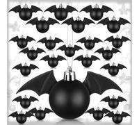 Gothic Halloween Bat Ornaments Black Tree Decor 5.9in Wings (36pcs)