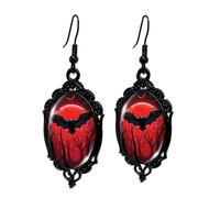 Gothic Halloween Cameo Earrings,Vintage Crystal Glass Witch/Raven/Bat/Tree Dangle Earrings Punk Style Dark Earring Goth Victorian Earring Halloween Jewelry for Women, L, Zinc, Opal Crystal