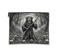 Gothic Halloween Catahoulas Leopard Dog Makeup Bag 7x9 Inch for Travel Pouch, Goth Scary Horror Skull Print Cosmetic Pouch for Women, Spooky Portable Canvas Zipper Organizer