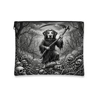 Gothic Halloween Dalmatian Dog Makeup Bag 7x9 Inch for Travel Pouch, Goth Scary Horror Skull Print Cosmetic Pouch for Women, Spooky Portable Canvas Zipper Organizer