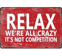 Gothic Halloween Decorations, Relax We're All Crazy It's Not Competition Tin Signs, Living Room, Office,Hotel,Cafe and Pub Wall Decor,Best Gifts 8X12 inch Tin Signs