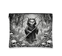 Gothic Halloween Devon Rex Cat Makeup Bag 7x9 Inch for Travel Pouch, Goth Scary Horror Skull Print Cosmetic Pouch for Women, Spooky Portable Canvas Zipper Organizer