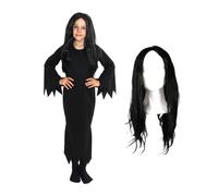 Gothic Halloween Dress & Wig I Love Fancy Dress Black XL