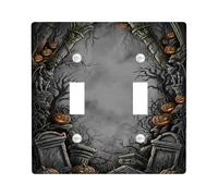 Gothic Halloween Graveyard Jack-o'-lantern Double Light Switch Cover Plate