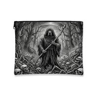 Gothic Halloween Great Dane Dog Makeup Bag 7x9 Inch for Travel Pouch, Goth Scary Horror Skull Print Cosmetic Pouch for Women, Spooky Portable Canvas Zipper Organizer