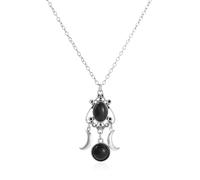 Gothic Halloween Necklace for Women,Triple Moon Goddess Pendant Necklace Purple/Black/Red Crystal Gem Pendant Necklace Vintage Punk Crescent Necklace Moon Goddess Necklace Goth Necklace Halloween