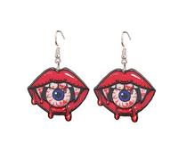 Gothic Halloween Party Constume Earrings Blooding Red Lips Evil Eye Drop Dangle Earrings Acrylic Lightweight Goth Earrings, Zinc, No Gemstone