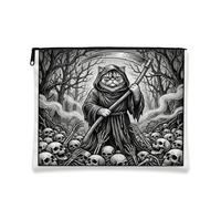 Gothic Halloween Persians Cat Makeup Bag 7x9 Inch for Travel Pouch, Goth Scary Horror Skull Print Cosmetic Pouch for Women, Spooky Portable Canvas Zipper Organizer