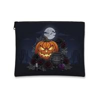 Gothic Halloween Pumpkins Art Jack-o'-lantern Makeup Bag 7x9 Inch