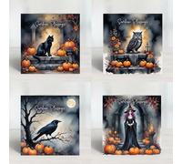 Gothic Halloween & Samhain Greeting Cards - Pumpkins Galore, Black Cat, Owl, Raven and Witch cards, Dark Seasonal Cards for Witches, Pagans & Gothic Halloween Lovers