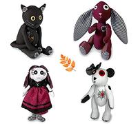 Gothic Halloween Sewing Pattern Bundle Teddy Bear, Bunny, Cat & Rag Doll
