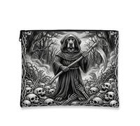 Gothic Halloween Shorthaired Pointer Dog Makeup Bag 7x9 Inch for Travel Pouch, Goth Scary Horror Skull Print Cosmetic Pouch for Women, Spooky Portable Canvas Zipper Organizer