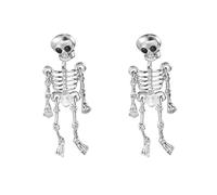 Gothic Halloween Skull Skeleton Ghost Earrings Punk Long Silver Skull Head Dangle Funny Resin Spirit Drop Cool Front and Back Statement Ear Jewelry for Women Men, One Size, Zinc, No Gemstone