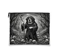 Gothic Halloween St. Bernard Dog Makeup Bag 7x9 Inch for Travel Pouch, Goth Scary Horror Skull Print Cosmetic Pouch for Women, Spooky Portable Canvas Zipper Organizer
