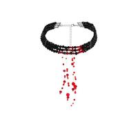 Gothic Halloween Vampire Dripping Blood Bloody Beaded Choker Necklace for Women Bride Layered Vintage Imitation Pearl Tassel Collar Necklace Multilayer Halloween Party Bar Jewelry, Zinc, No Gemstone