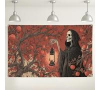 Gothic Halloween Wall Backdrop, Spooky Skeleton Lantern Tree Design, Perfect for Haunted House Party Decorations, Fall Seasonal Event Supplies 71x43 Inch