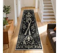 Gothic Hallway Runner Rug, 50x150cm Thinking Skeleton Moon Tarot Carpet | Washable Soft Non-shedding Gothic Kitchen Runner for lounge Hallway Bedroom Bedside Living Room Halloween