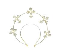 Gothic Halos Crown Headband Handmade Pearls Cross Tiaras Vintage Goddess Virgin Headpiece For Women Wedding Bridal Gift Suitable For Many Occasions