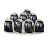 Gothic Happy Halloween 8 PCS Muslin Bags with Drawstring Sachet Bags Empty Small Cotton Drawstring Bag Muslin Reusable & Washable Cotton Bag for Herb Spice Candy Soap Jewelry Wedding Gift Pouches