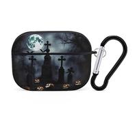 Gothic Happy Halloween Airpod Pro Case AirPods 2 Case for Women Hard Shell Protective Cover with Carabiner Keychain Compatible with AirPods Case 2nd 1st Generation, Front LED Visible Black